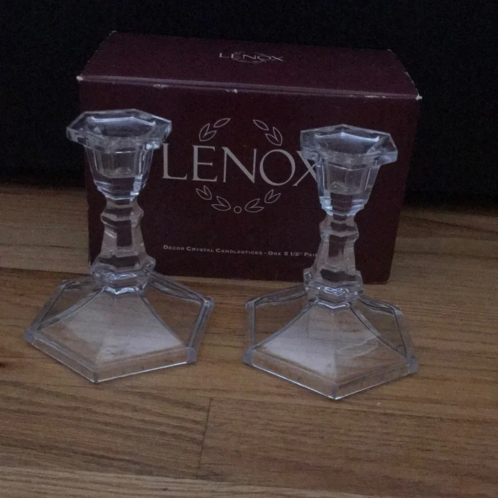 ✨NEW LENOX DECOR CRYSTAL CANDLESTICK SET 5.5